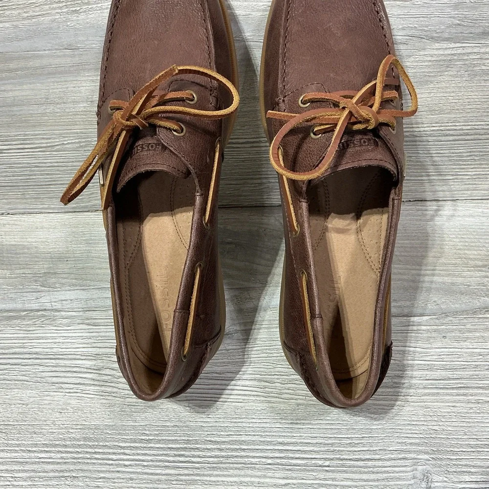 Fossil Men's Authentic Original Brown Leather Casual Boat Dock Shoes Size 13 M